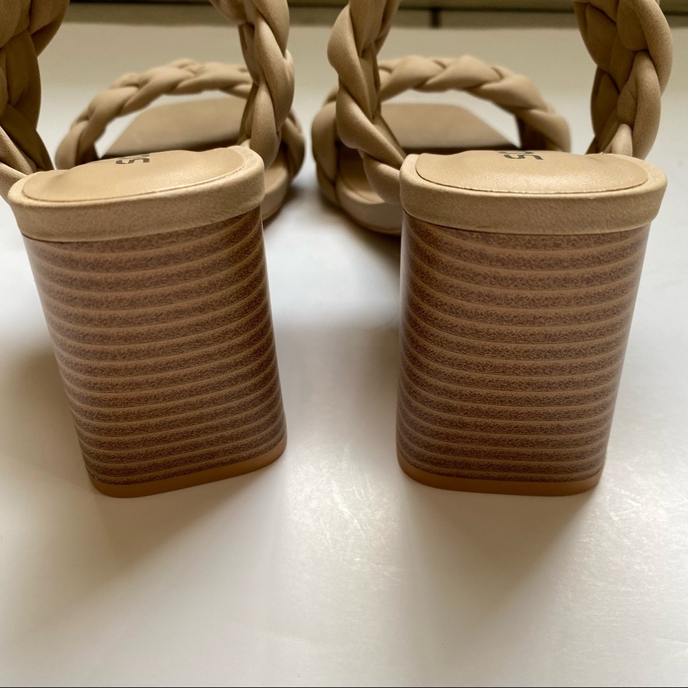 Soda buggy tan braided wood thick heel sandals - Picture 6 of 7